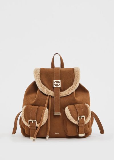 Women's Brown Backpack with Teddy Bear-Style Details GAUDI (SKU) 13020