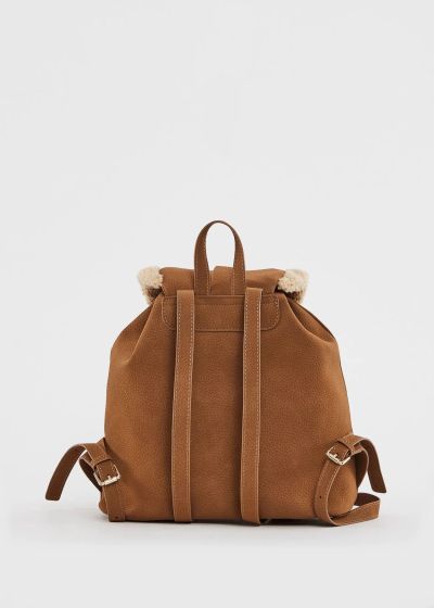 Women's Brown Backpack with Teddy Bear-Style Details GAUDI (SKU) 13020