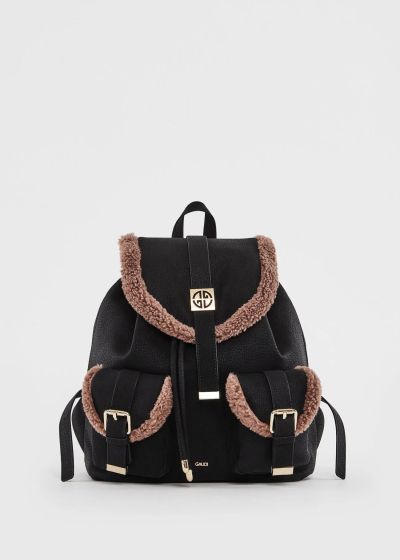 Women's black backpack with "teddy bear" style details – comfort and style GAUDI 13020