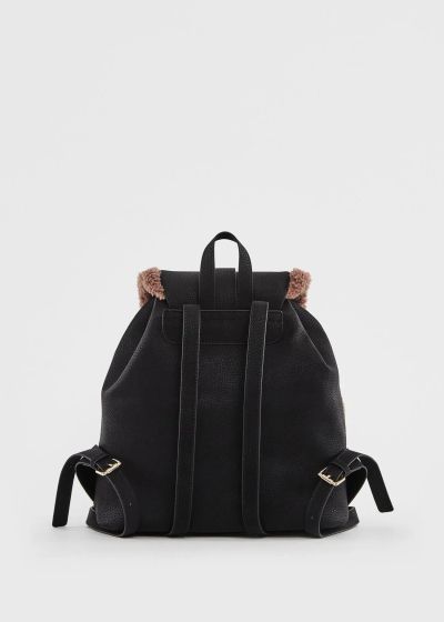 Women's black backpack with "teddy bear" style details – comfort and style GAUDI 13020