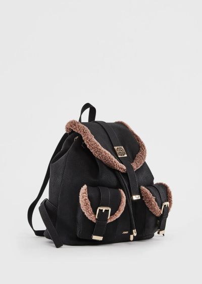 Women's black backpack with "teddy bear" style details – comfort and style GAUDI 13020
