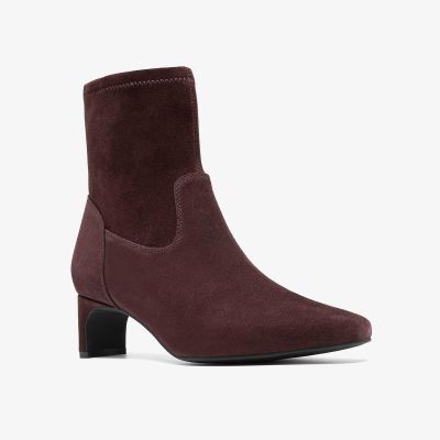 Дамска Стреч Бота Тъмно Кафява Елегантна - Удобни Боти !!!CLARKS (SKU)26322223