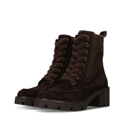 Luxury women's suede boots, dark brown, heel - elegance and comfort!SALAMANDER (SKU)AXW30