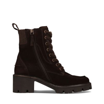 Luxury women's suede boots, dark brown, heel - elegance and comfort!SALAMANDER (SKU)AXW30