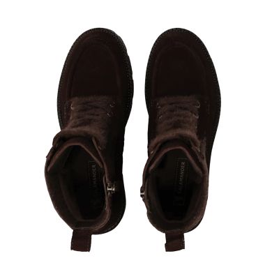 Luxury women's suede boots, dark brown, heel - elegance and comfort!SALAMANDER (SKU)AXW30