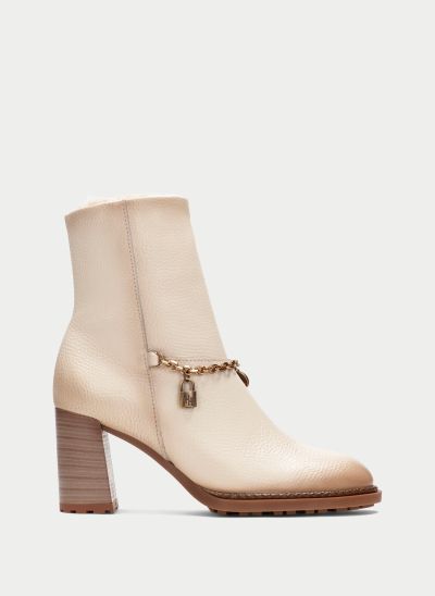 Women's Cream-Colored High-Heeled Ankle Boots – Elegant Design!!! HISPANITAS (SKU) 265161