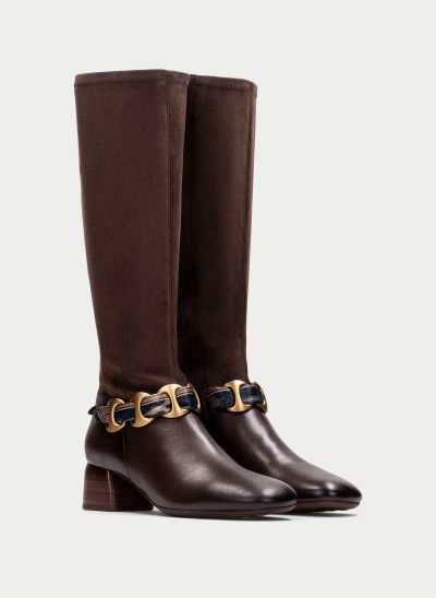 Elegant brown women's mid-heel boot – classic everyday style. HISPANITAS (SKU) 264962
