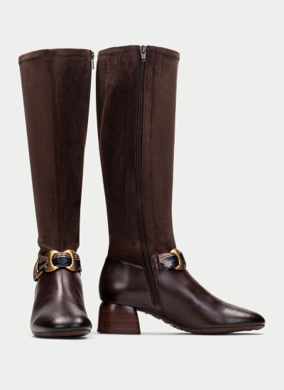 Elegant brown women's mid-heel boot – classic everyday style. HISPANITAS (SKU) 264962