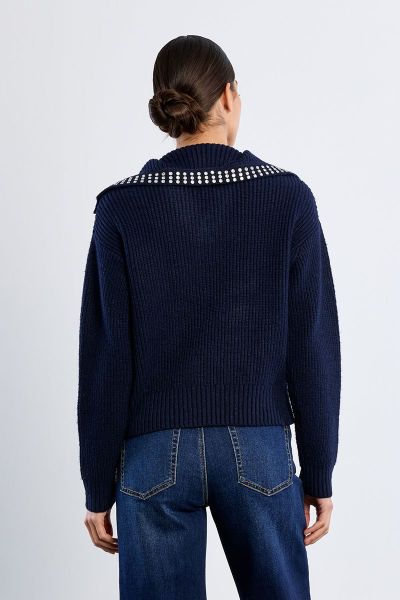 MOLLY BRACKEN Women's V-neck sweater with decorative stones (SKU) EL1169EN
