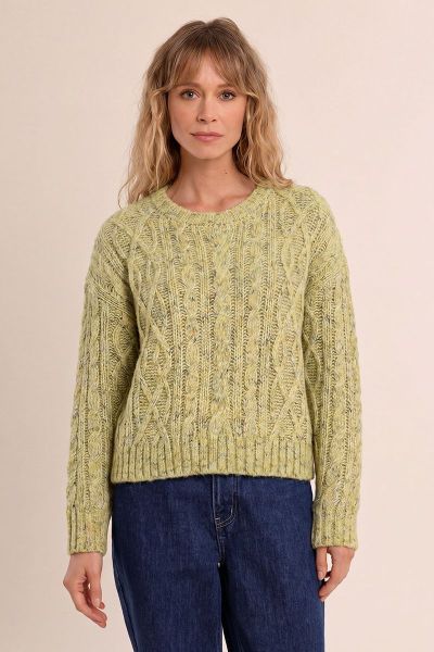 Дамски Къс плетен пуловер с плетка тип „плитка“ MOLLY BRACKEN (SKU) T2339EH