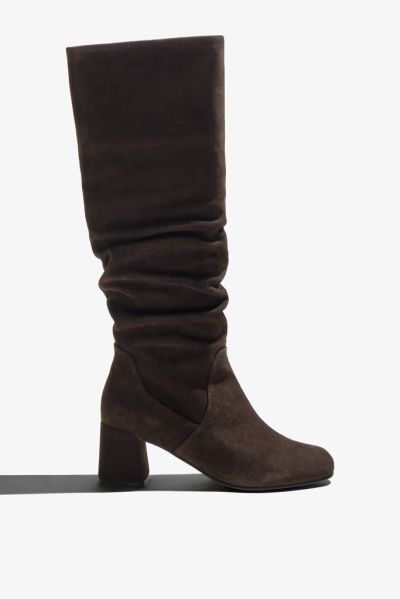 Elegant women’s heeled leather boots, dark brown – for sophisticated ladies! REGARDE LE CIEL (SKU) NEVA02