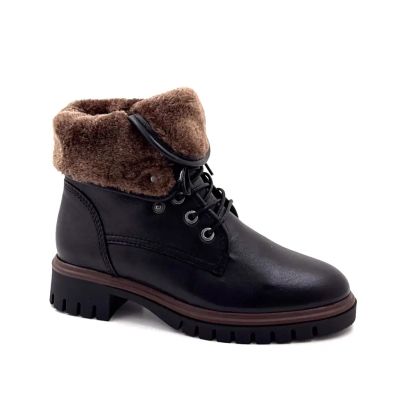 Women’s Black Combat Boots with Warm Lining – A Stylish Winter Model. REGARDE LE CIEL (SKU) JUSTINA01