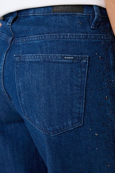 Trendy women's wide-leg jeans with sparkling stones on the sides GARCIA (SKU) 249-6919