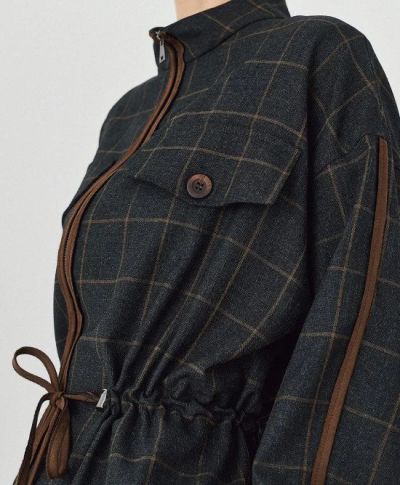 Дамско яке каре сиво - Елегантно, топло и стилно за твоя есенен аутфит.ACCESS FASHION (SKU)1035
