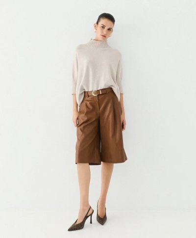 Стилни дамски бермуди от еко кожа с висока талия – Модерни и удобни!!!ACCESS FASHION (SKU)5031
