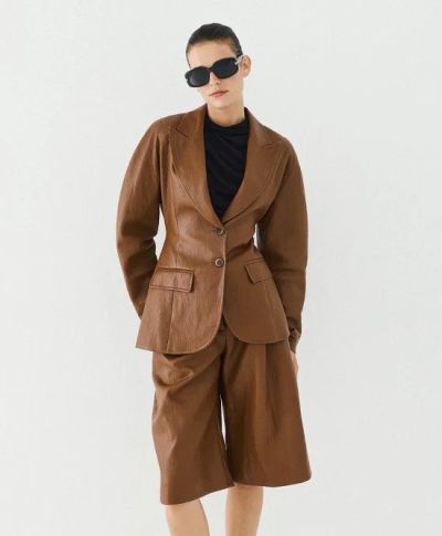 Стилни дамски бермуди от еко кожа с висока талия – Модерни и удобни!!!ACCESS FASHION (SKU)5031