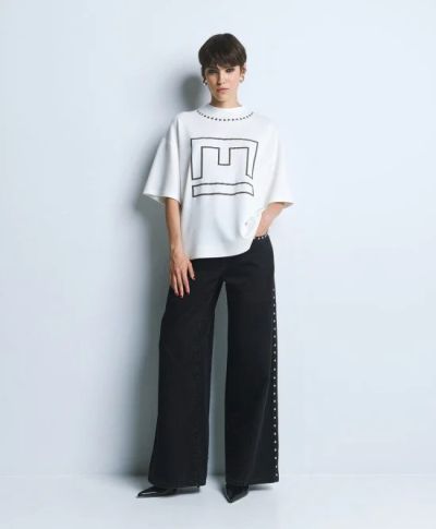 Дамска Бяла Блуза с Къс Ръкав - Свободен, Широк Модел, Стил и Комфорт!ACCESS FASHION (SKU)2016.