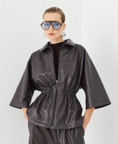 Дамско стилно яке от еко кожа с модерни 3/4 ръкави – елегантност и комфорт!ACCESS FASHION (SKU)1016