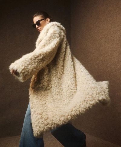 Дамско Дълго Палто Букле Бяло - Елегантно, Топло, Стил и Комфорт!!!ACCESS FASHION (SKU)9151