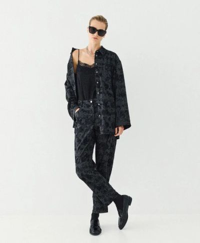 Дамска свободна риза от жакард в тъмно цветове – елегантна и комфортна.ACCESS FASHION (SKU)7026