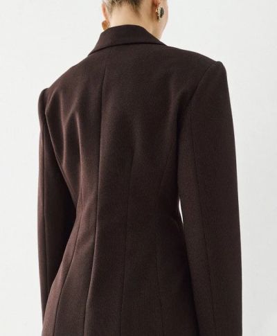 Дамско Вталено Сако от Лурекс, Тъмнокафяво - Елегантен Моден Акцент.ACCESS FASHION (SKU)1045