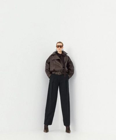 Дамско стилно модерно удобно яке от еко кожа, в тъмно кафяв цвят.ACCESS FASHION (SKU)9154