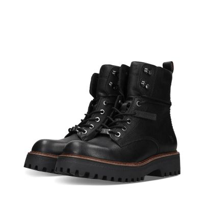 Дамски черни кожени кубинки с връзки.SALAMANDER (SKU) AUX32